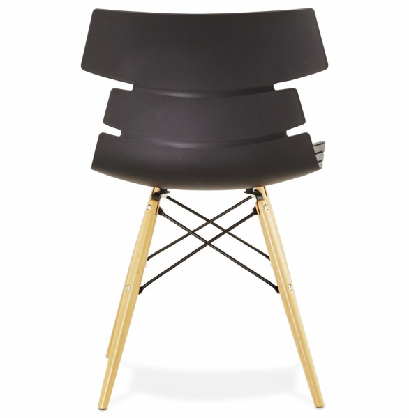 Scaun modern negru Strata premium stil scandinav, polipropilena / picioare lemn masiv, CH01200BL - Kokoon [5]