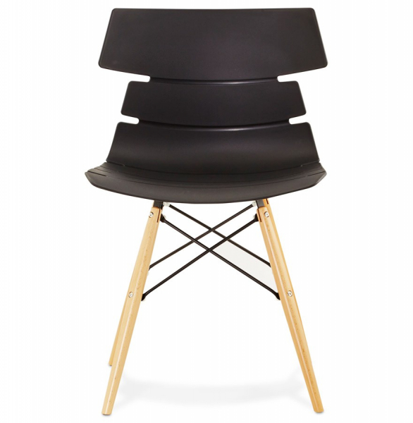 Scaun modern negru Strata premium stil scandinav, polipropilena / picioare lemn masiv, CH01200BL - Kokoon [2]