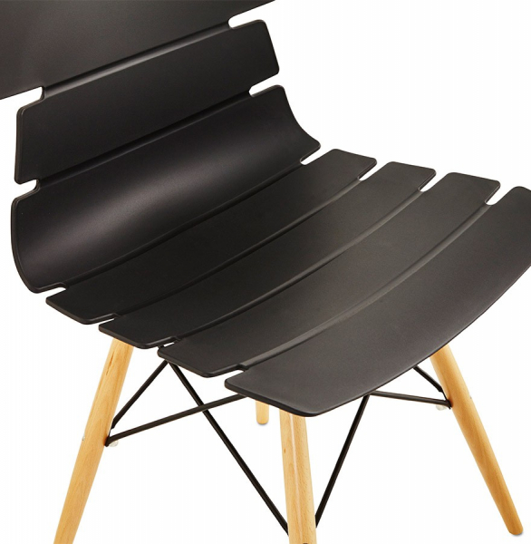 Scaun modern negru Strata premium stil scandinav, polipropilena / picioare lemn masiv, CH01200BL - Kokoon [6]