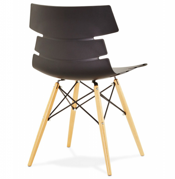 Scaun modern negru Strata premium stil scandinav, polipropilena / picioare lemn masiv, CH01200BL - Kokoon [4]