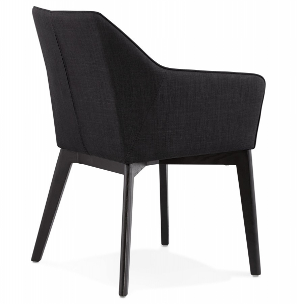 Scaun dining negru tapitat Takion Premium, material textil / picioare negre lemn masiv, AC01250BL - Kokoon [4]