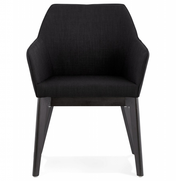 Scaun dining negru tapitat Takion Premium, material textil / picioare negre lemn masiv, AC01250BL - Kokoon [2]