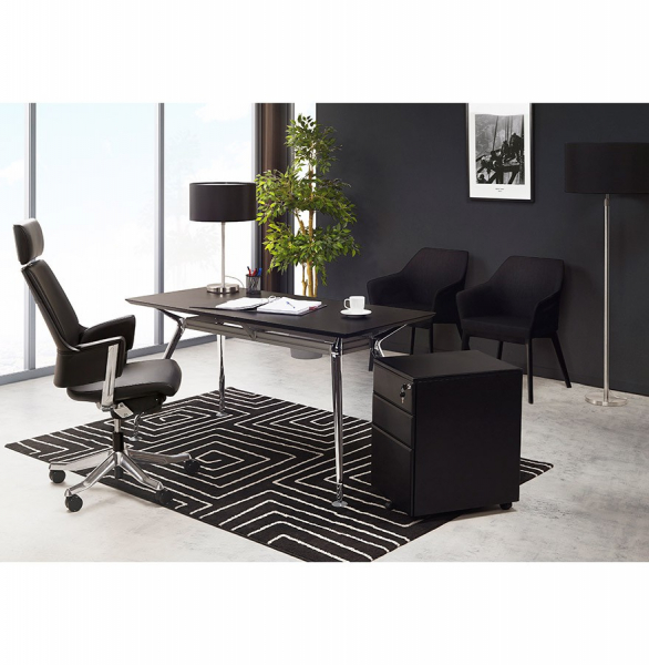 Scaun dining negru tapitat Takion Premium, material textil / picioare negre lemn masiv, AC01250BL - Kokoon [15]