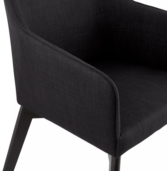 Scaun dining negru tapitat Takion Premium, material textil / picioare negre lemn masiv, AC01250BL - Kokoon [6]
