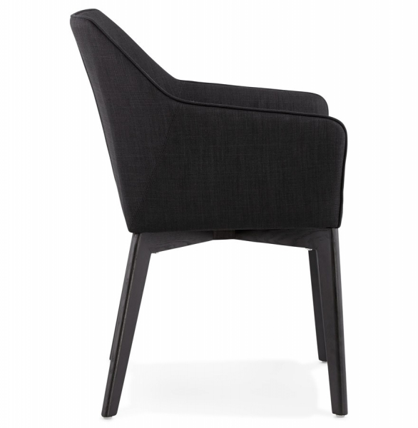 Scaun dining negru tapitat Takion Premium, material textil / picioare negre lemn masiv, AC01250BL - Kokoon [3]