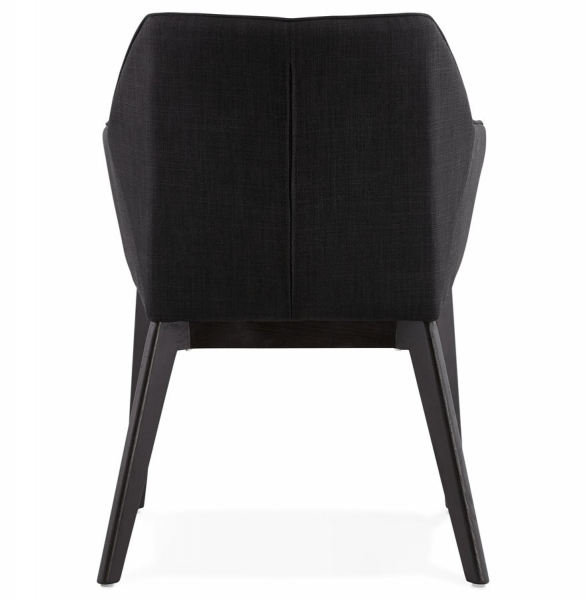 Scaun dining negru tapitat Takion Premium, material textil / picioare negre lemn masiv, AC01250BL - Kokoon [5]