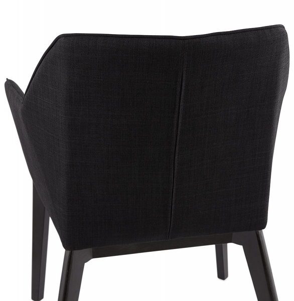 Scaun dining negru tapitat Takion Premium, material textil / picioare negre lemn masiv, AC01250BL - Kokoon [9]