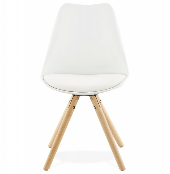 Scaun alb Tolik Premium stil scandinav, polipropilena / piele ecologica, picioare lemn masiv, CH01240WHWH - Kokoon [2]