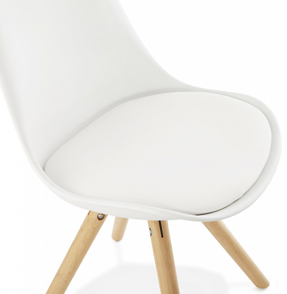 Scaun alb Tolik Premium stil scandinav, polipropilena / piele ecologica, picioare lemn masiv, CH01240WHWH - Kokoon [6]