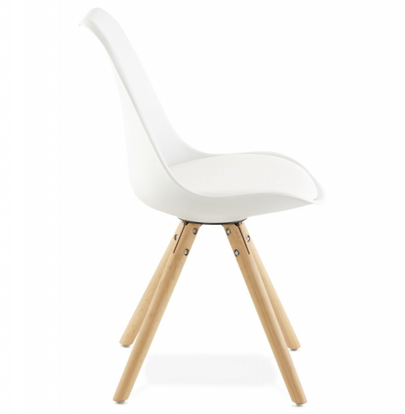 Scaun alb Tolik Premium stil scandinav, polipropilena / piele ecologica, picioare lemn masiv, CH01240WHWH - Kokoon [3]