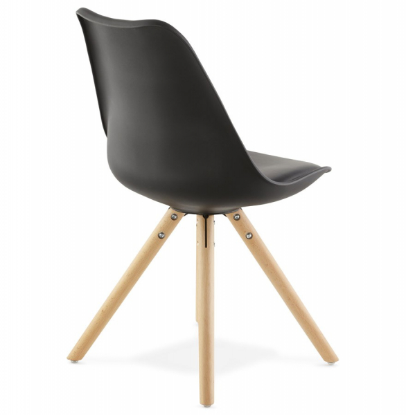 Scaun dining negru Tolik Premium stil scandinav, polipropilena / piele ecologica, picioare lemn masiv, CH01250BLBL - Kokoon [4]