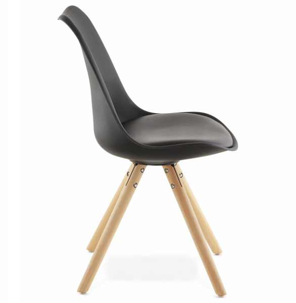 Scaun dining negru Tolik Premium stil scandinav, polipropilena / piele ecologica, picioare lemn masiv, CH01250BLBL - Kokoon [3]