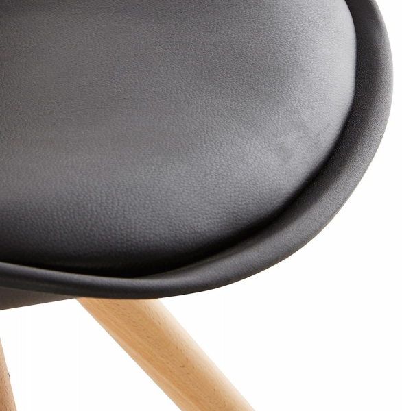 Scaun dining negru Tolik Premium stil scandinav, polipropilena / piele ecologica, picioare lemn masiv, CH01250BLBL - Kokoon [7]