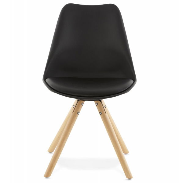 Scaun dining negru Tolik Premium stil scandinav, polipropilena / piele ecologica, picioare lemn masiv, CH01250BLBL - Kokoon [2]