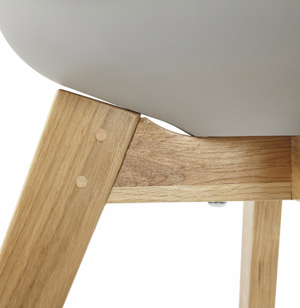 Scaun modern gri Tolik Premium stil scandinav, polipropilena / piele ecologica, picioare lemn masiv, CH01260GRGR - Kokoon [9]