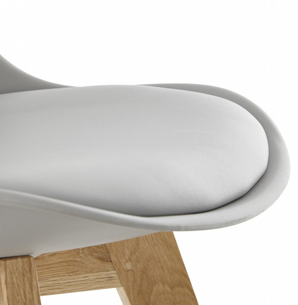 Scaun modern gri Tolik Premium stil scandinav, polipropilena / piele ecologica, picioare lemn masiv, CH01260GRGR - Kokoon [7]