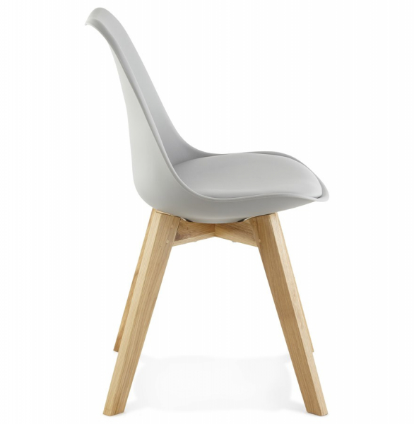 Scaun modern gri Tolik Premium stil scandinav, polipropilena / piele ecologica, picioare lemn masiv, CH01260GRGR - Kokoon [3]