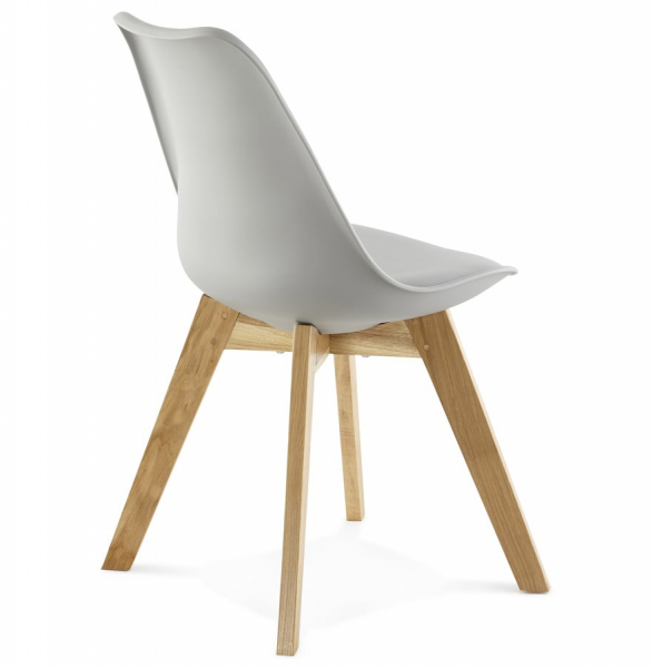 Scaun modern gri Tolik Premium stil scandinav, polipropilena / piele ecologica, picioare lemn masiv, CH01260GRGR - Kokoon [4]