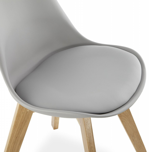 Scaun modern gri Tolik Premium stil scandinav, polipropilena / piele ecologica, picioare lemn masiv, CH01260GRGR - Kokoon [6]