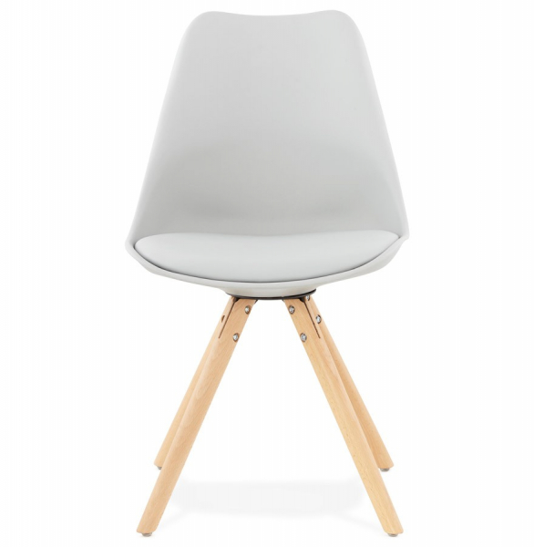 Scaun modern dining gri Tolik Premium stil scandinav, polipropilena / piele ecologica, picioare lemn masiv, CH01270GRGR - Kokoon [2]