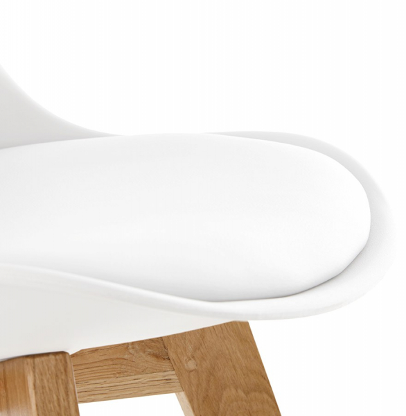 Scaun modern alb Tylik Premium stil scandinav, polipropilena / piele ecologica, picioare lemn masiv, CH01390WHWH - Kokoon [7]