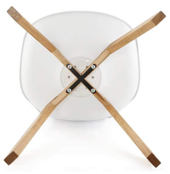 Scaun modern alb Tylik Premium stil scandinav, polipropilena / piele ecologica, picioare lemn masiv, CH01390WHWH - Kokoon [12]