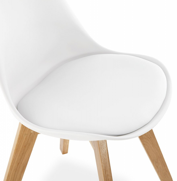 Scaun modern alb Tylik Premium stil scandinav, polipropilena / piele ecologica, picioare lemn masiv, CH01390WHWH - Kokoon [6]
