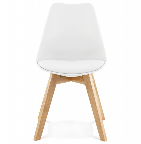 Scaun modern alb Tylik Premium stil scandinav, polipropilena / piele ecologica, picioare lemn masiv, CH01390WHWH - Kokoon [2]