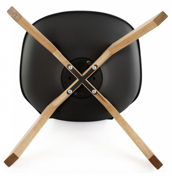 Scaun dining negru Tylik Premium, stil scandinav fara brate, polipropilena / piele ecologica, picioare lemn masiv, CH01400BLBL - Kokoon [12]