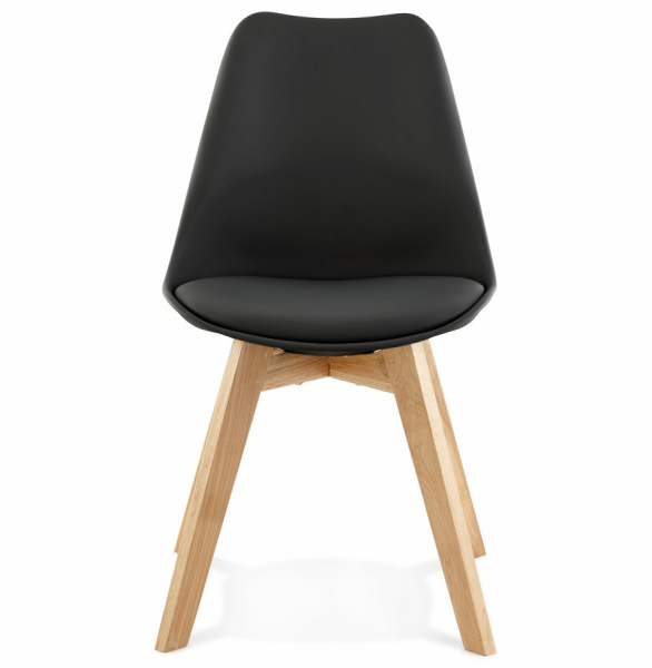 Scaun dining negru Tylik Premium, stil scandinav fara brate, polipropilena / piele ecologica, picioare lemn masiv, CH01400BLBL - Kokoon [2]