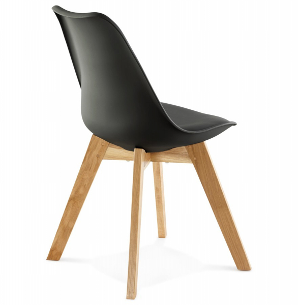 Scaun dining negru Tylik Premium, stil scandinav fara brate, polipropilena / piele ecologica, picioare lemn masiv, CH01400BLBL - Kokoon [4]