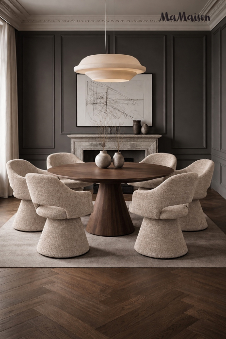 Scaun Verona 61x58x88 cm, Țesătură Șenilă Davis Cremona 14 Bej/Taupe - MaMaison [8]