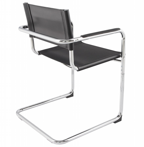 Scaun birou Welcome negru fix, piele ecologica premium / baza metal crom, AC00180BL - Kokoon [4]