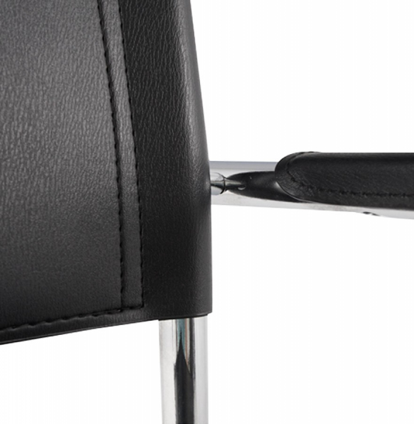 Scaun birou Welcome negru fix, piele ecologica premium / baza metal crom, AC00180BL - Kokoon [6]