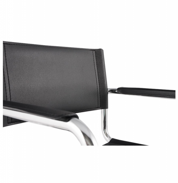 Scaun birou Welcome negru fix, piele ecologica premium / baza metal crom, AC00180BL - Kokoon [5]