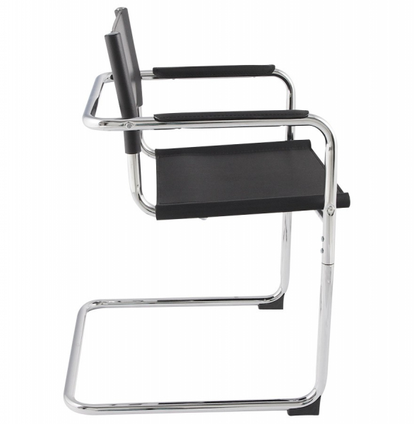 Scaun birou Welcome negru fix, piele ecologica premium / baza metal crom, AC00180BL - Kokoon [3]