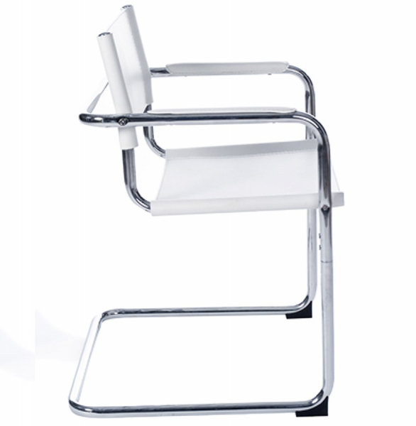 Scaun birou fix Welcome alb, piele ecologica premium / baza metal crom, AC00190WH - Kokoon [3]