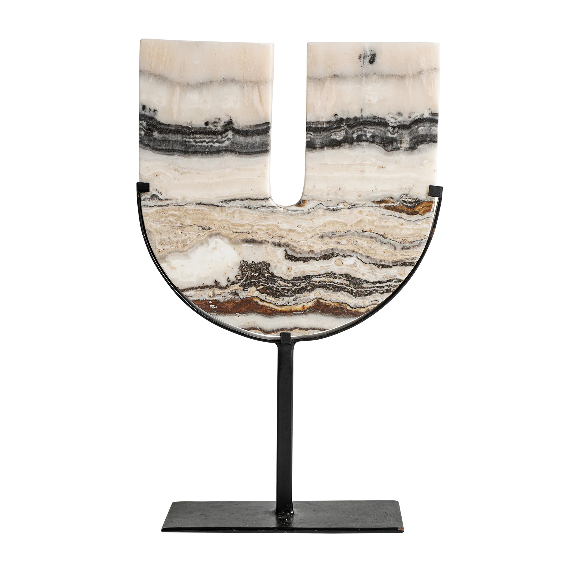 Sculptura Decorativa din Fier si Marmura, Tonuri Neutre, 26x10x40 cm - VicalHome 36625 [3]