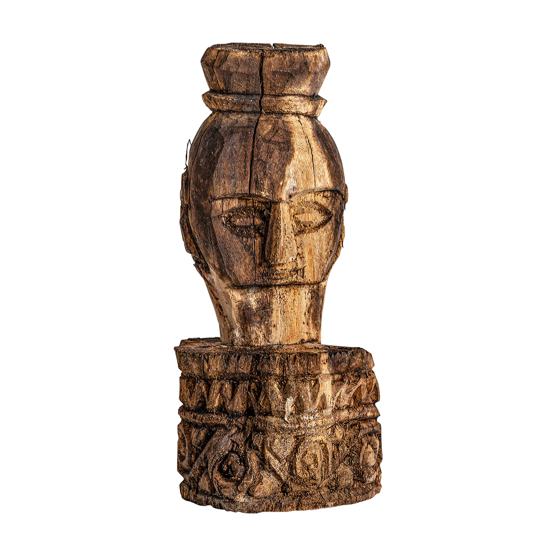 Sculptura Decorativa din Lemn de Tec, 10x10x28 cm, Stil Etnic - VicalHome 30053 [2]