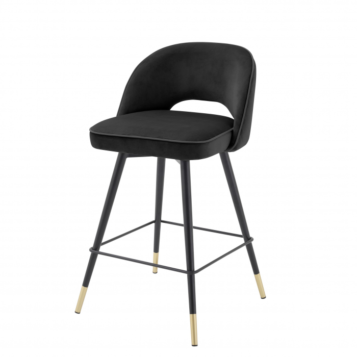   Scaun de bar Cliff din catifea neagră roche set de 2 114575 EICHHOLTZ [4]