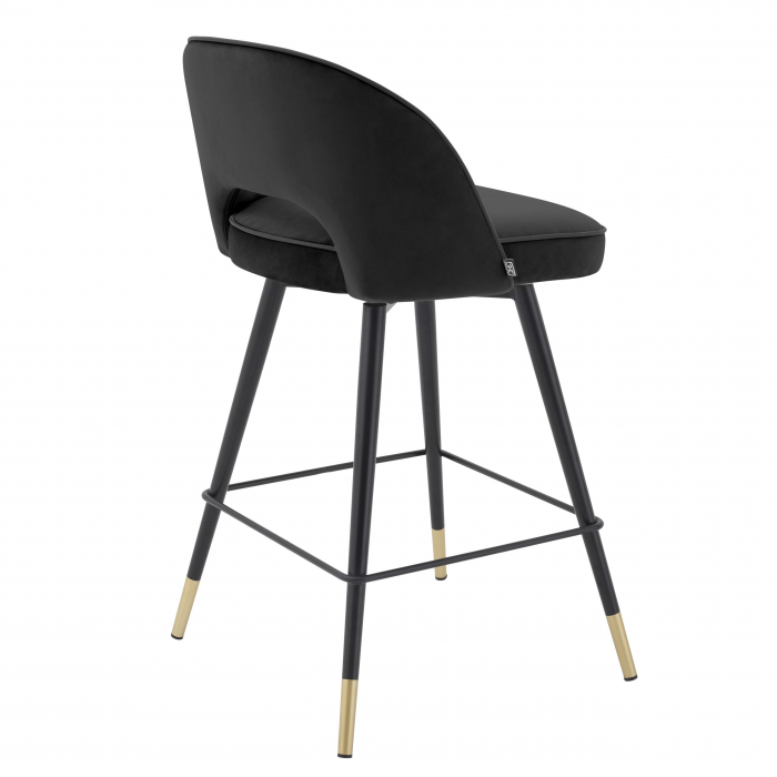   Scaun de bar Cliff din catifea neagră roche set de 2 114575 EICHHOLTZ [2]