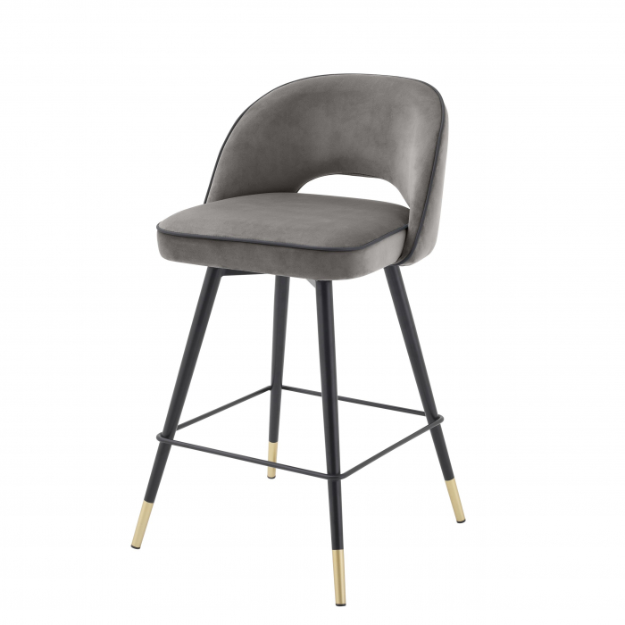   Scaun de bar Cliff din catifea neagră roche set de 2 114575 EICHHOLTZ [20]