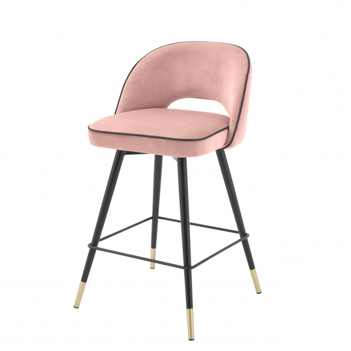   Scaun de bar Cliff din catifea neagră roche set de 2 114575 EICHHOLTZ [5]