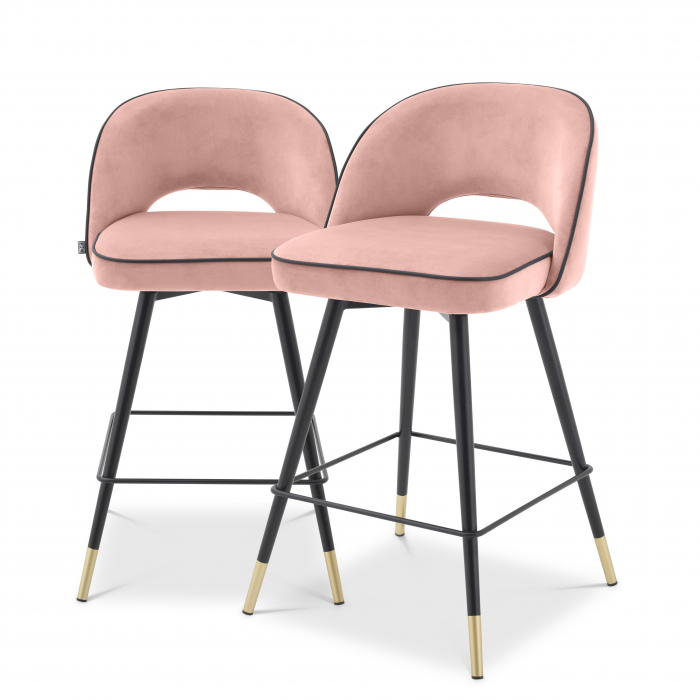   Scaun de bar Cliff din catifea neagră roche set de 2 114575 EICHHOLTZ [8]