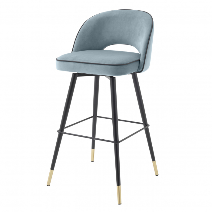   Scaun de bar Cliff din catifea savona albastră set de 2 114316 EICHHOLTZ [2]