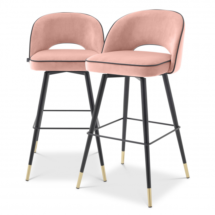   Scaun de bar Cliff din catifea savona albastră set de 2 114316 EICHHOLTZ [5]