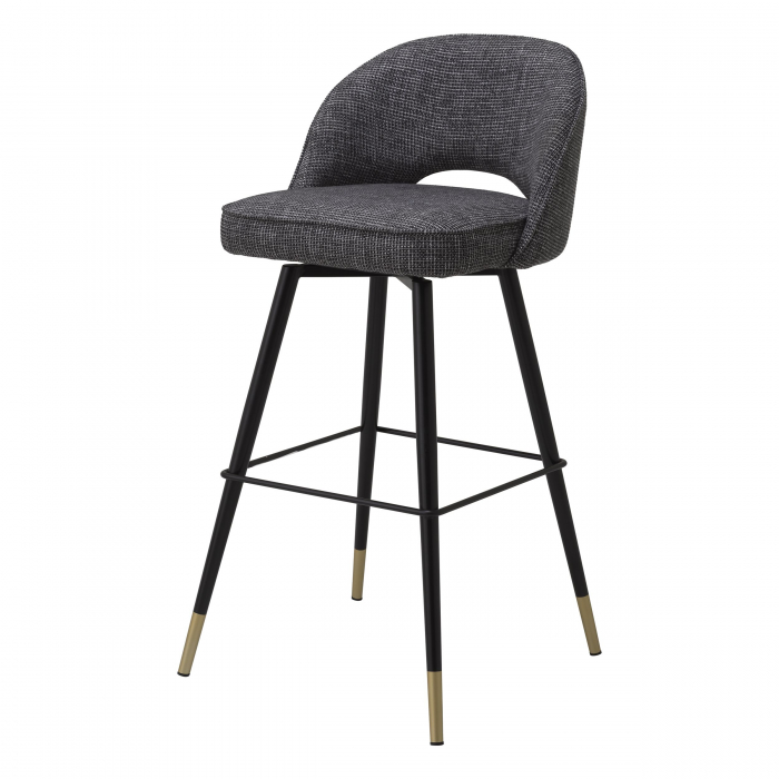 Set 2 scaune bar lux Cliff 78,5 cm textil rocat negru, picioare negre cu auriu | Eichholtz - 116202 [2]