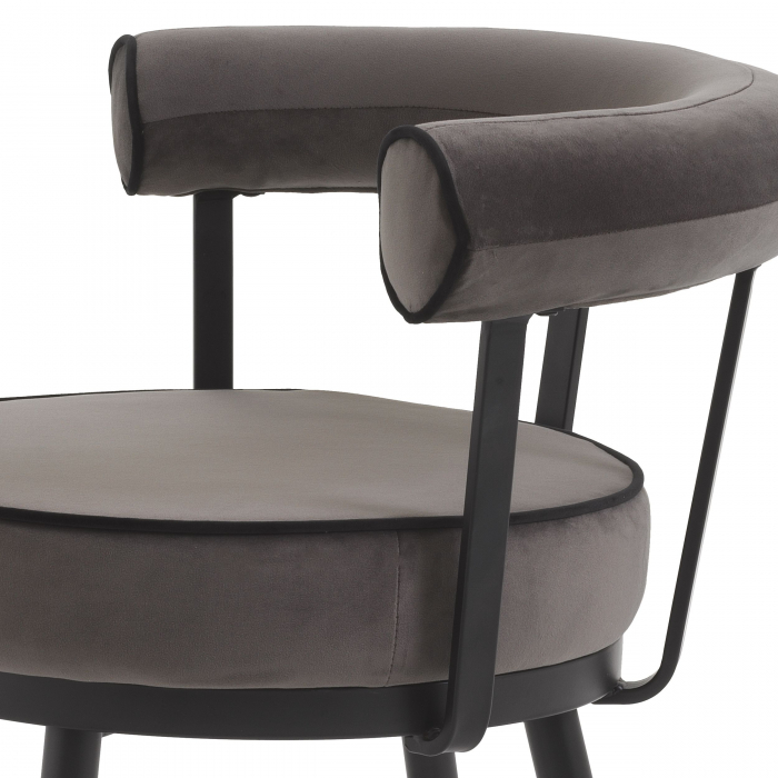 Set 2 scaune rotunde stil retro Vico catifea bej/gri, picioare negre cu auriu | Eichholtz - 114379 [5]