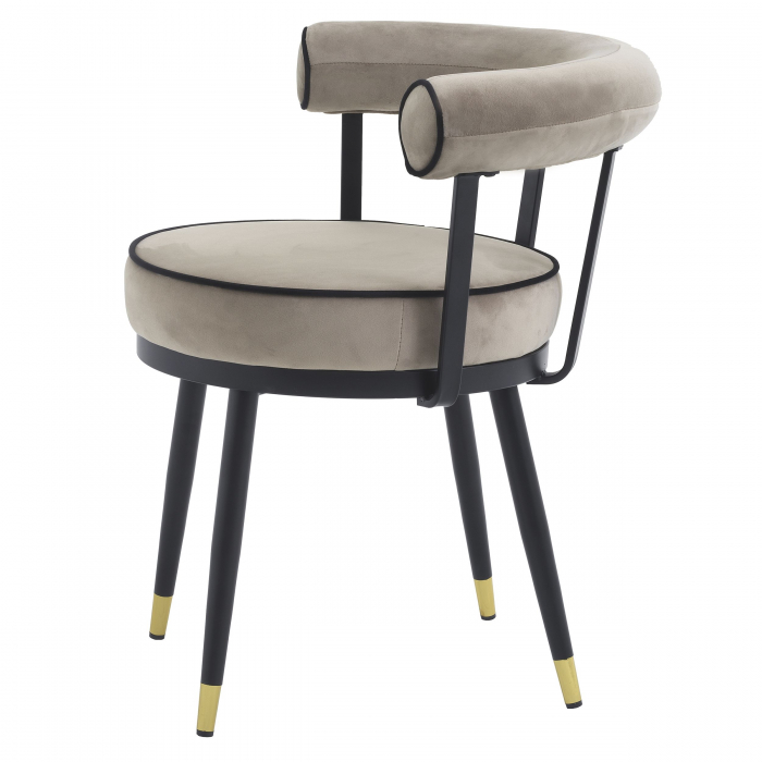 Set 2 scaune rotunde stil retro Vico catifea bej/gri, picioare negre cu auriu | Eichholtz - 114379 [9]
