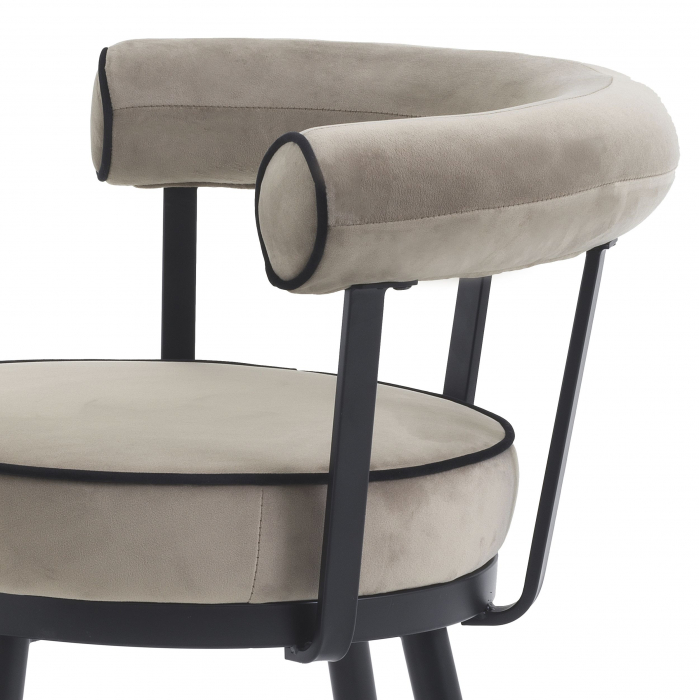 Set 2 scaune rotunde stil retro Vico catifea bej/gri, picioare negre cu auriu | Eichholtz - 114379 [10]